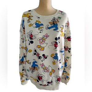 DISNEY Mickey And Friends Women’s Cream Sweatshirt Size: XXL